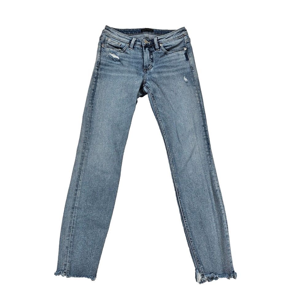 Silver Jeans Womens Most Wanted Skinny Light Wash Raw Hem Distressed Ankle Sz 26